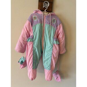 Vintage Quiltex Beatrix Potter Size 6M Peter Rabbit Baby Bunting Snowsuit Pink